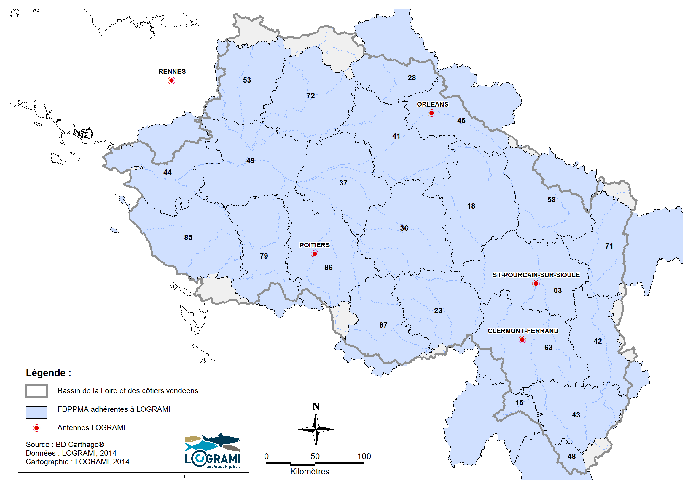 Carte des FDPPMA adhérentes à LOGRAMI